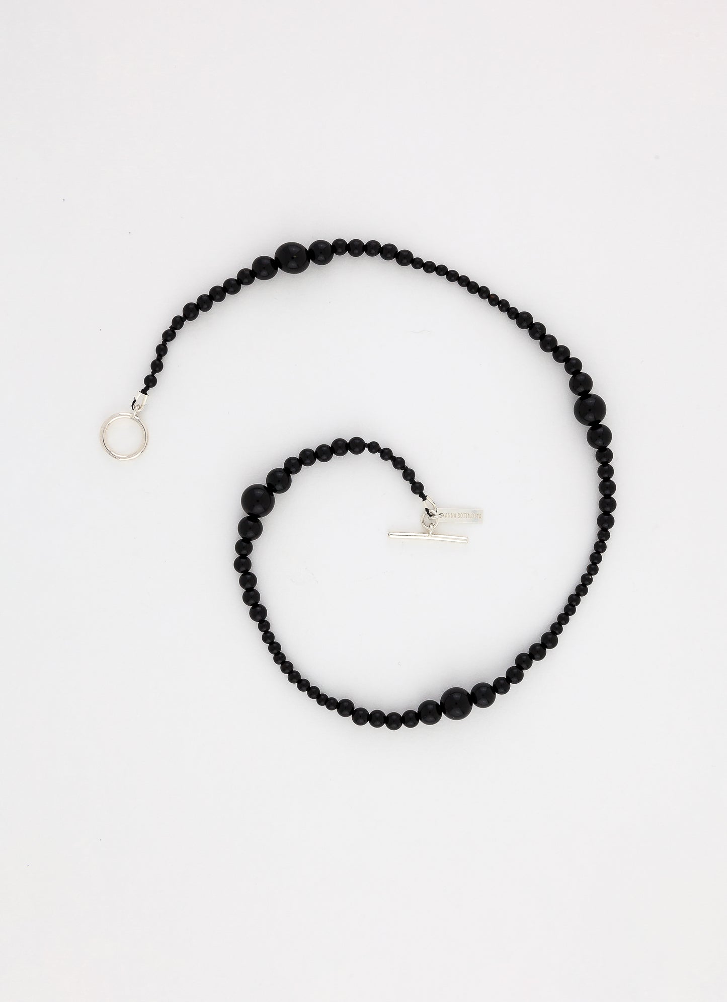 Collier perlé SWELL - Onyx noir - Argent 925