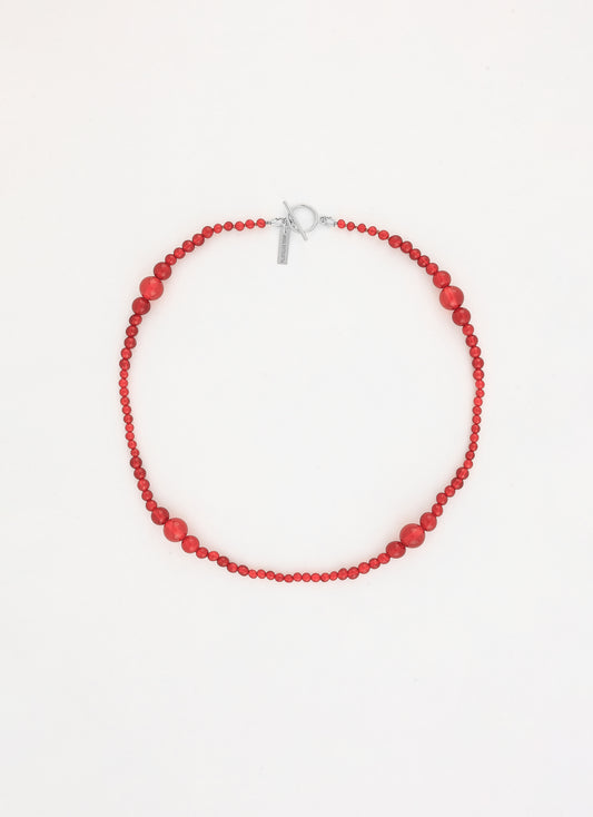 Collier perlé SWELL - Cornaline rouge orangée - Argent 925