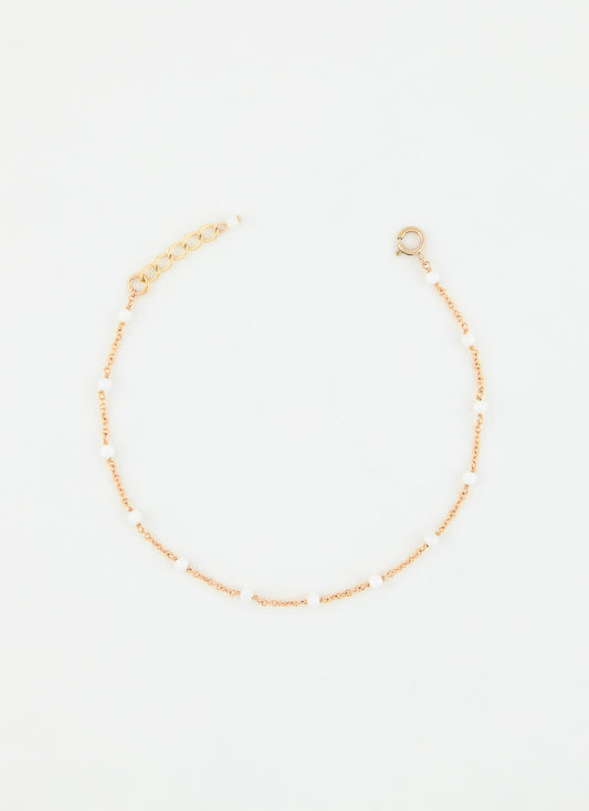 Bracelet perlé ELLIE - Agate blanche - Plaqué or